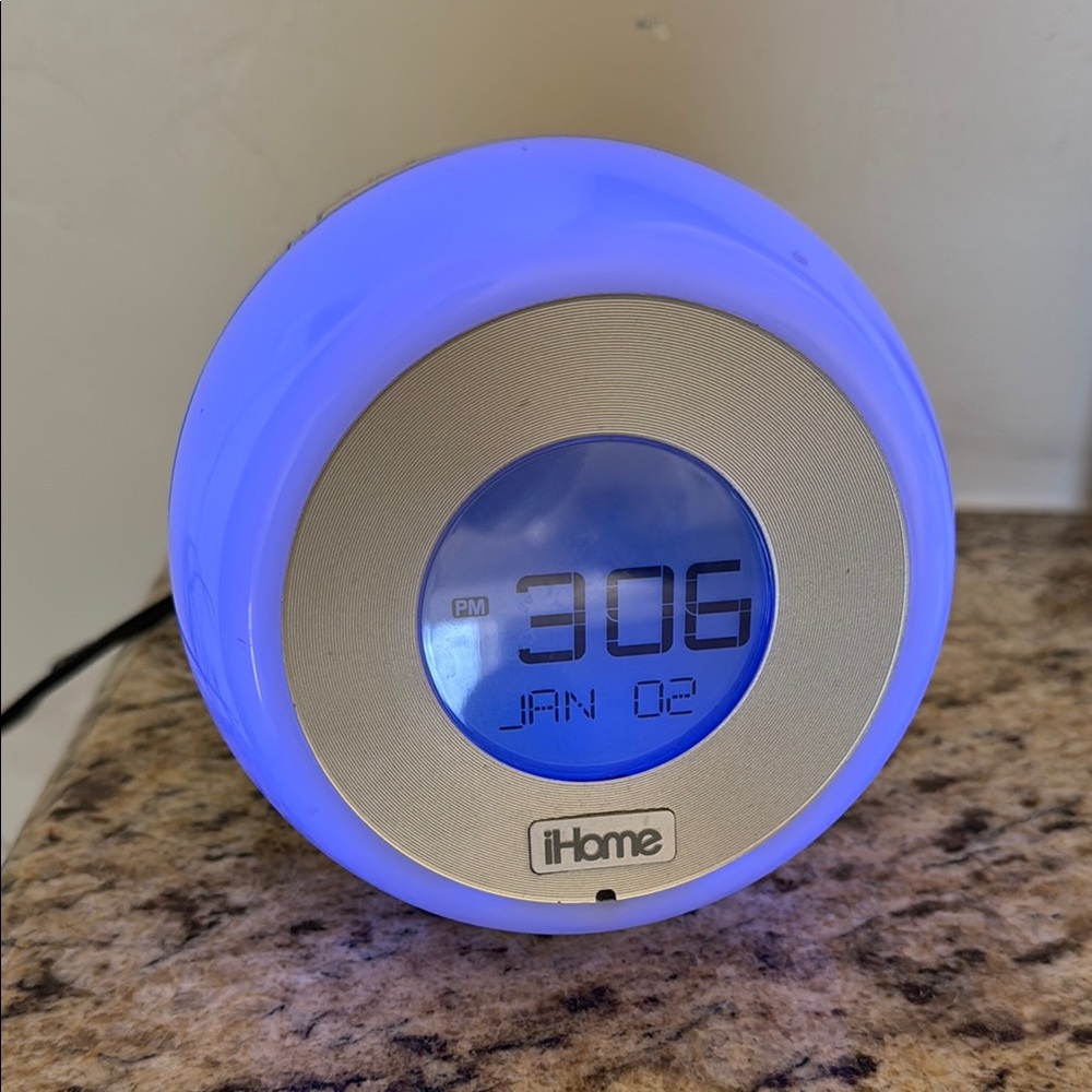 iHome Silver and Blue LED Alarm Clock
